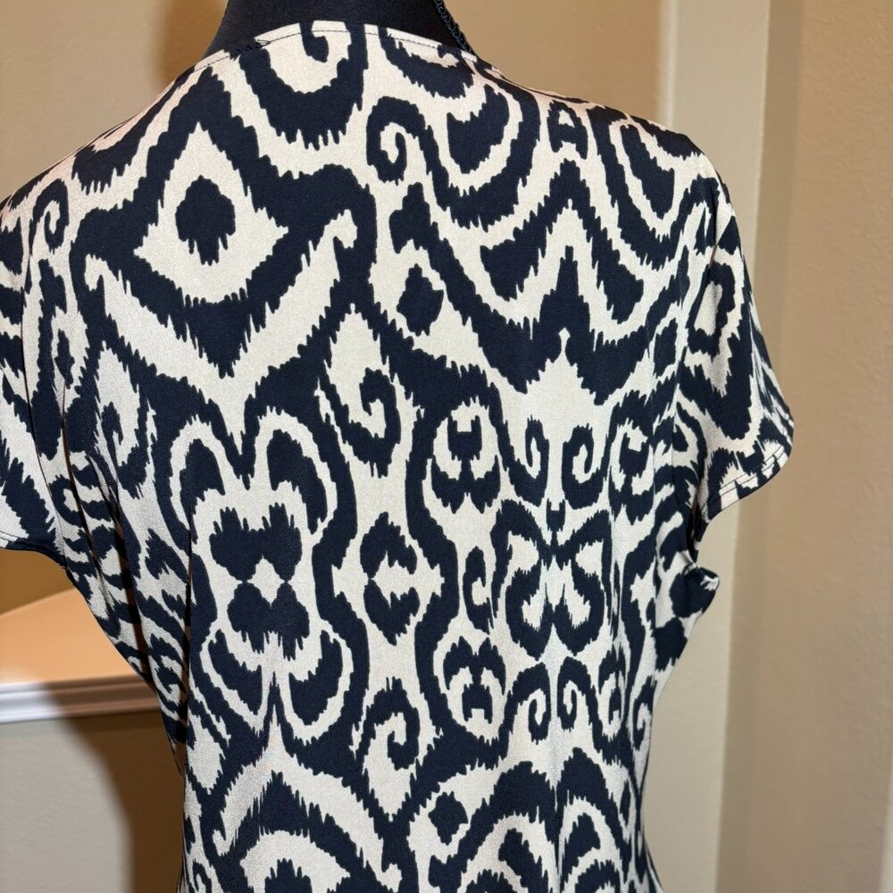 💗 Jones New York Signature Sheath Ruch Waist Short Sleeve Midi Dress Size L - Picture 9 of 11